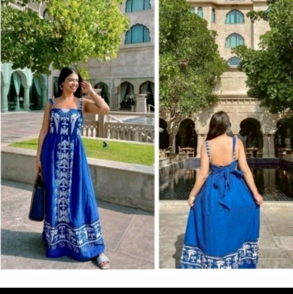 Farm Rio Blue Embroidered Maxidress - Picture 2 of 3